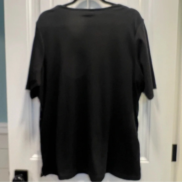 Quacker Factory Black Blouse w/Silver and Gold Sequin Stripes on Front. Size XL. - Picture 3 of 6